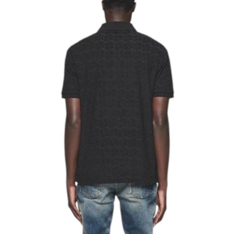Purple Brand Mens Monogram Polo Shirt P138-JTBB324 Black