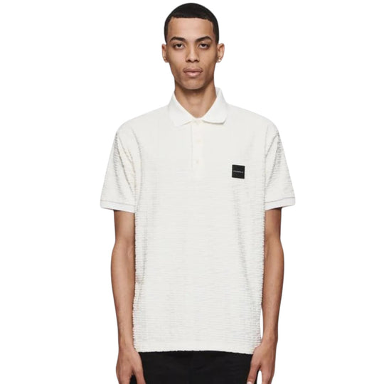 Purple Brand Mens Monogram Polo Shirt P138-JTBW324 Off White