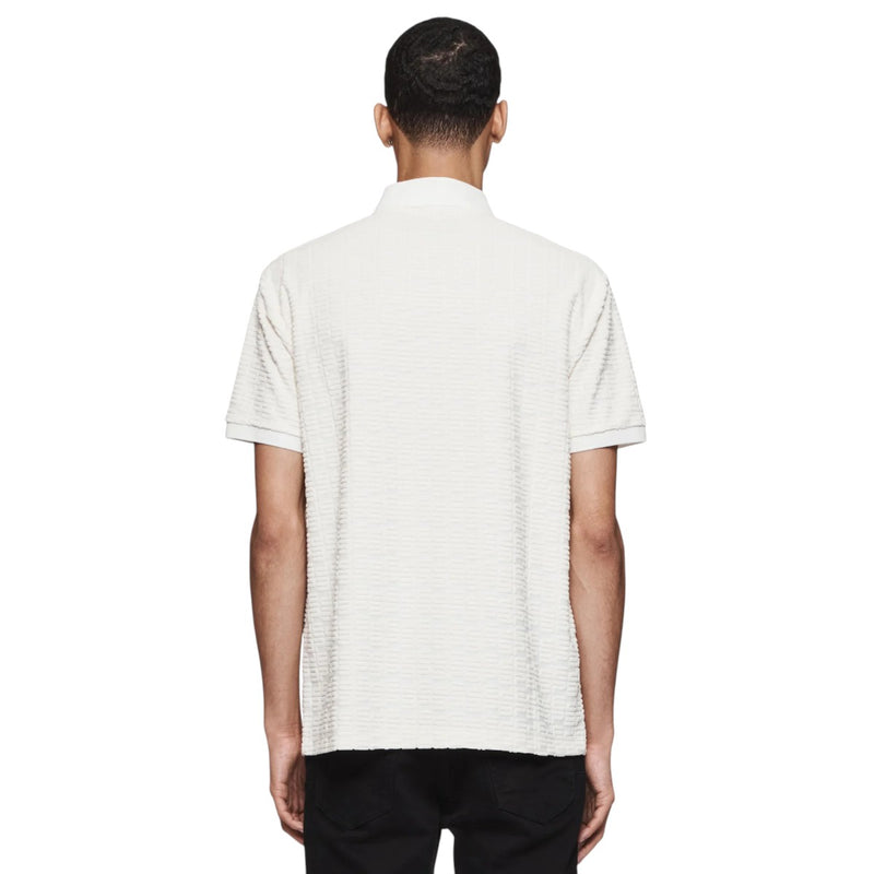 Purple Brand Mens Monogram Polo Shirt P138-JTBW324 Off White