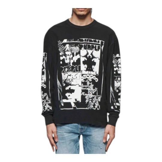 Purple Brand Mens Flyer Long Sleeve Shirt P204-JBBF424 Black