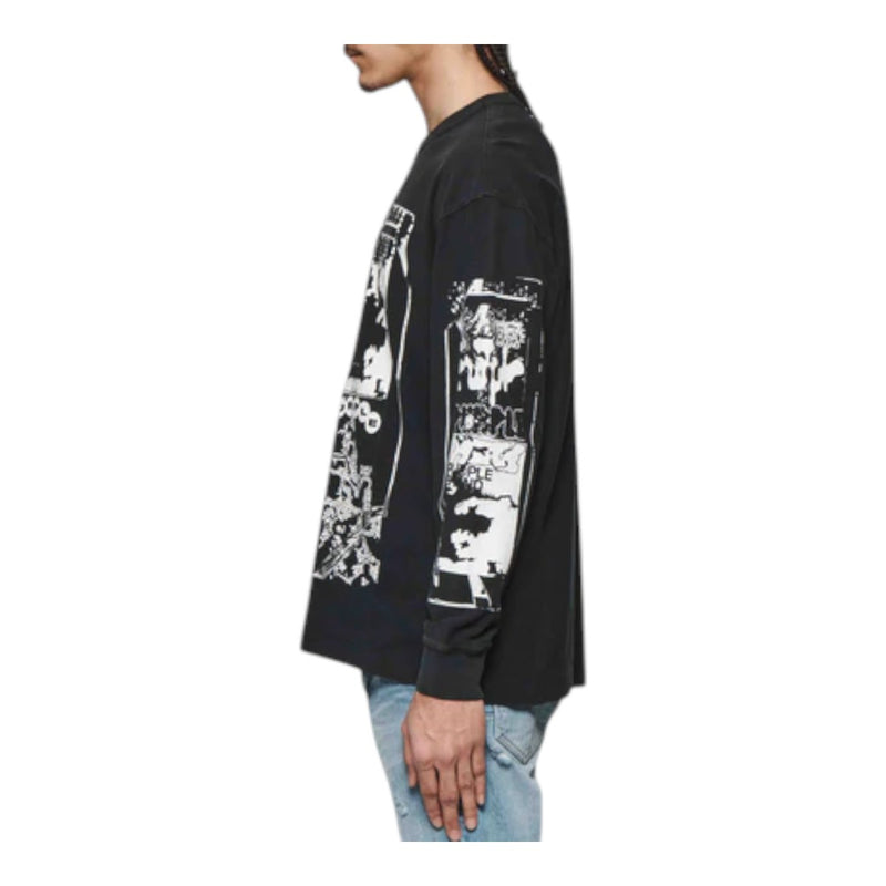 Purple Brand Mens Flyer Long Sleeve Shirt P204-JBBF424 Black