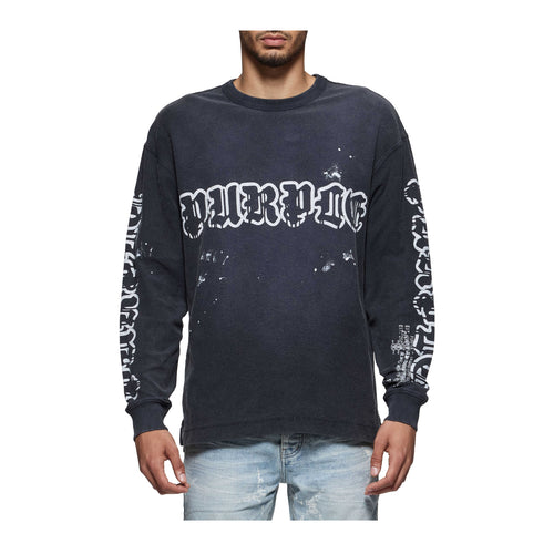 Purple Brand Mens Textured Jersey Sweatshirt P204-JWGW125 Black