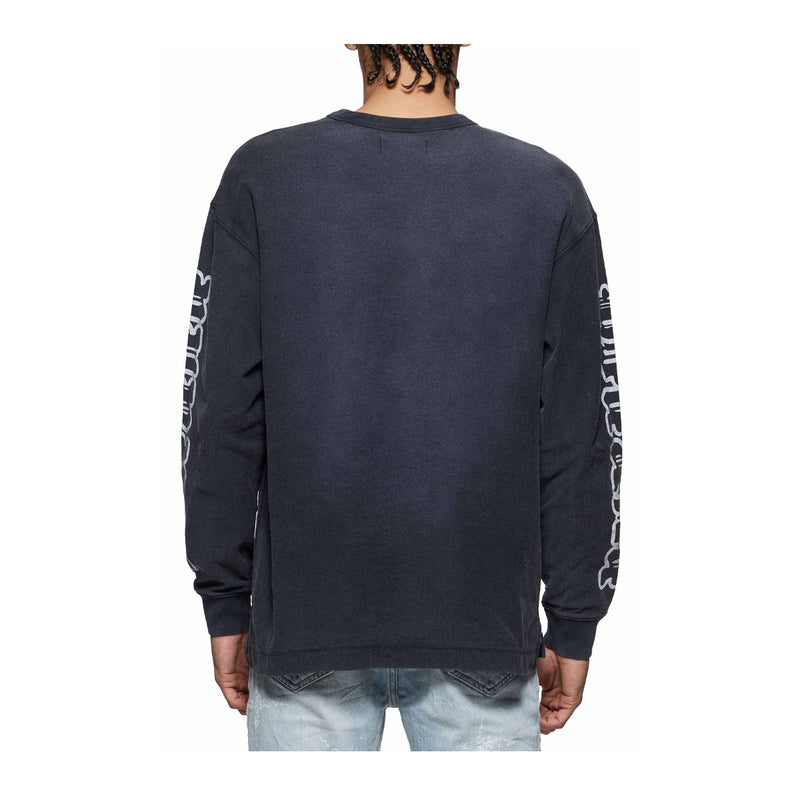 Purple Brand Mens Textured Jersey Sweatshirt P204-JWGW125 Black