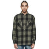 Purple Brand Mens Plain Flannel Button Front Shirt P331-FPWM124 Green
