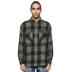 Purple Brand Mens Plain Flannel Button Front Shirt P331-FPWM124 Green
