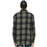 Purple Brand Mens Plain Flannel Button Front Shirt P331-FPWM124 Green