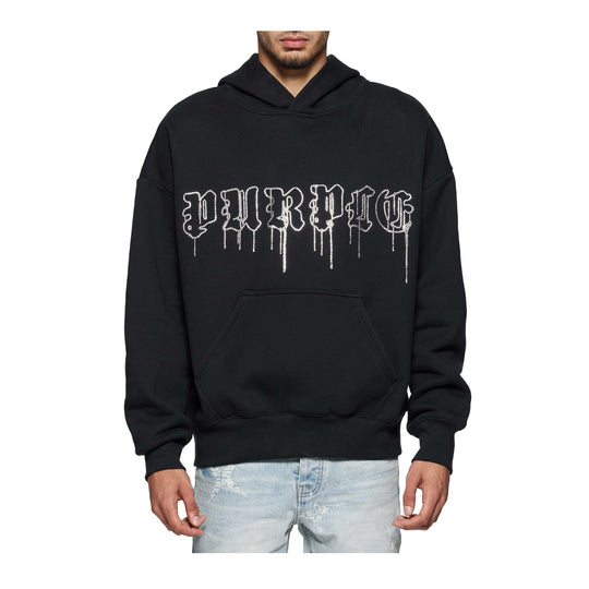Purple Brand Mens Heavyweight Fleece PO Hoodie P401-HBGD125 Black
