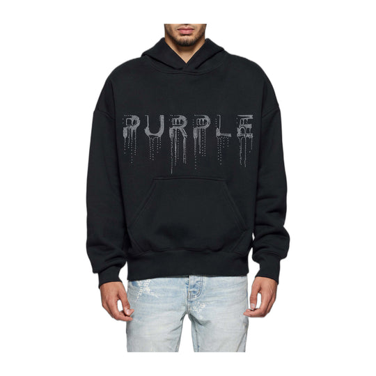Purple Brand Mens Heavyweight Fleece Pullover Hoodie P401-HFHB126 Black