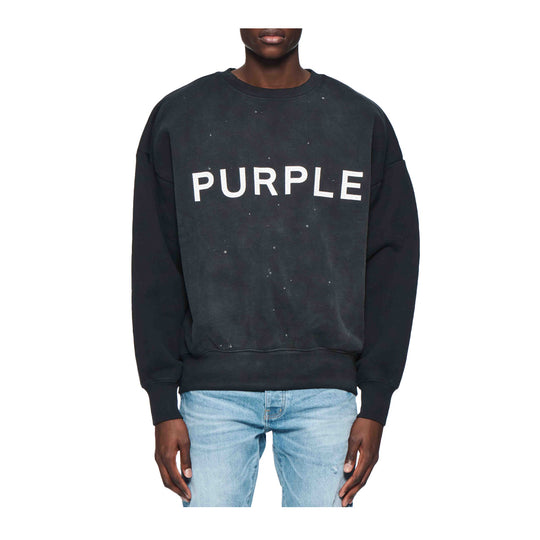 Purple Brand Mens Hwt Fleece Crewneck Sweatshirt P402-HBBW424 Black