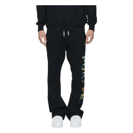 Purple Brand Mens Heavyweight Fleece Flared Sweatpants P459- BFWB724 Black