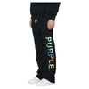 Purple Brand Mens Heavyweight Fleece Flared Sweatpants P459- BFWB724 Black