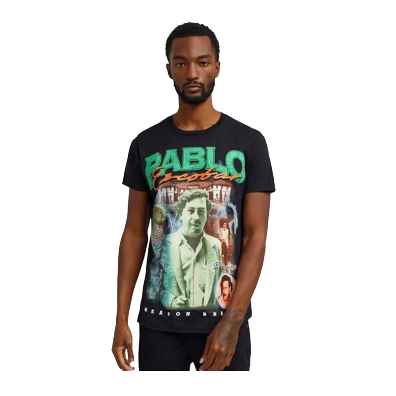 Reason Clothing Mens Pablo Escobar Crewneck T-Shirt A1-201 Black