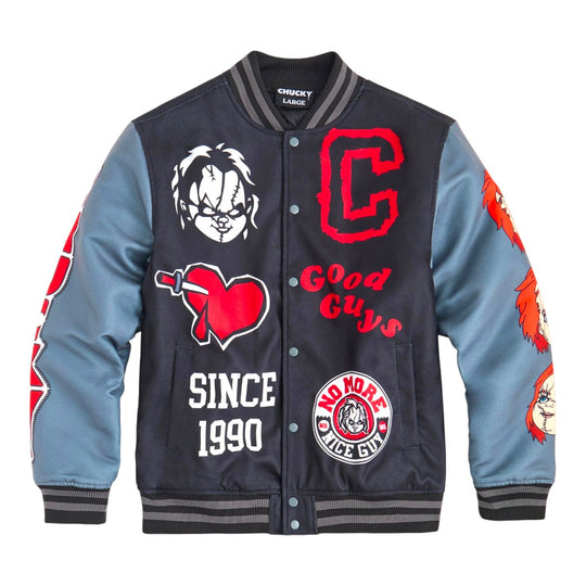 Reason Clothing Mens Chunky Varsity Jacket CKYER5-001-001 Black/Gray