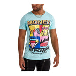 Reason Clothing Mens Money is Power Crewneck T-Shirt FQ1-09 Teal