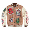 Reason Clothing Mens Pablo Varsity Jacket PBR5-1-250 Khaki/Cream