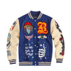 Reason Clothing Mens Born Free Varsity Jacket RER5-001-410 Navy/Beige