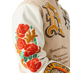 Reason Clothing Mens Loyalty Varsity Jacket RR5-101-250 Beige/White