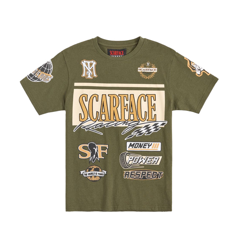 Reason Clothing Mens Scarface Racing Crew Neck T-Shirt SF-210-340 Green