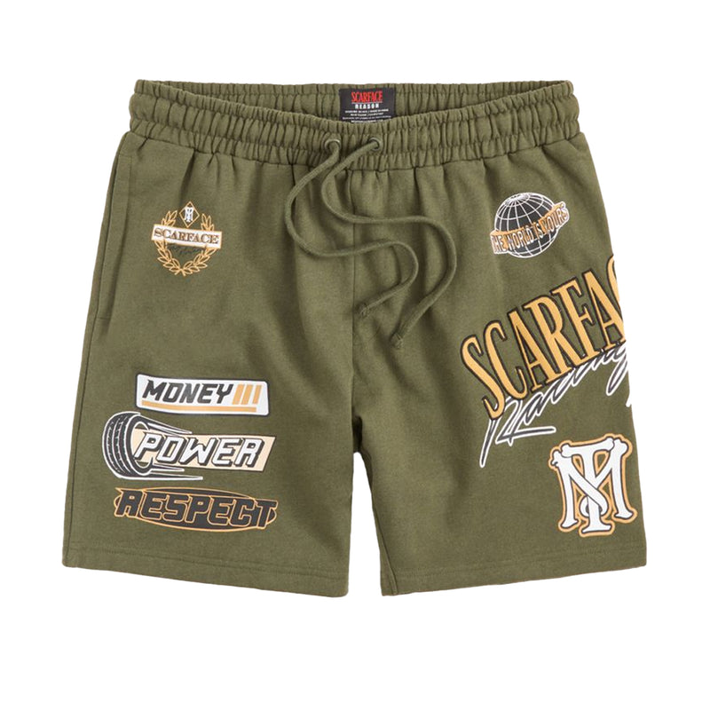 Reason Clothing Mens Scarface Racing Shorts SF-211-340 Green