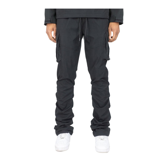 Rebel Minds Mens Woven Stacked Cargo Pants 100-422-BK Black
