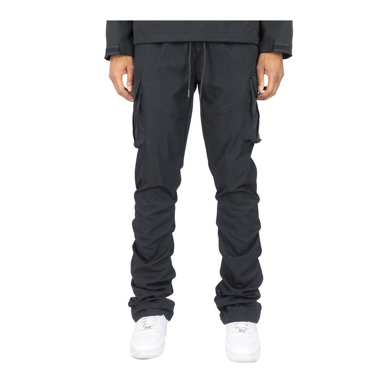Rebel Minds Mens Woven Stacked Cargo Pants 100-422-BK Black