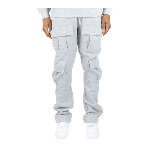 Rebel Minds Mens Solid Stacked Cargo Pants 100-474-HGY Heather Grey