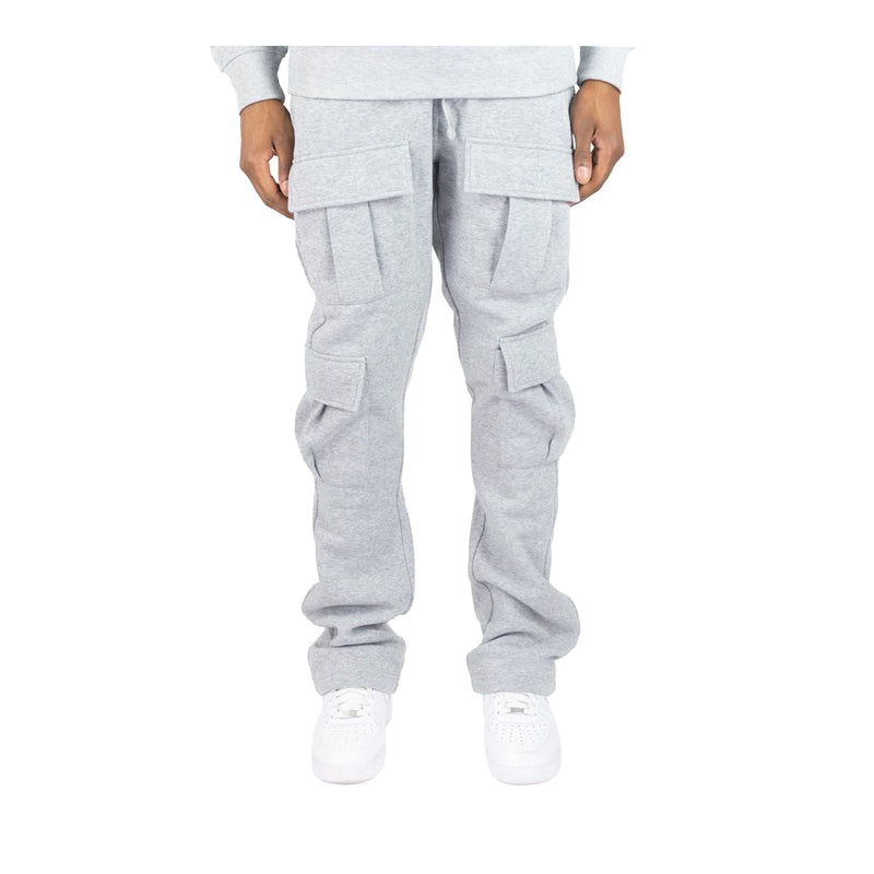 Rebel Minds Mens Solid Stacked Cargo Pants 100-474-HGY Heather Grey