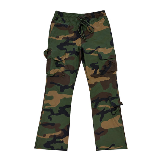 Rebel Minds Mens Ripstop Nylon Flare Sweatpants 1100-409-WD Woodland