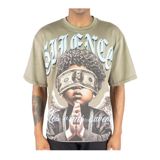 Rebel Minds Mens Silence Digital Crew Neck T-Shirt 1163-110-TAU Taupe