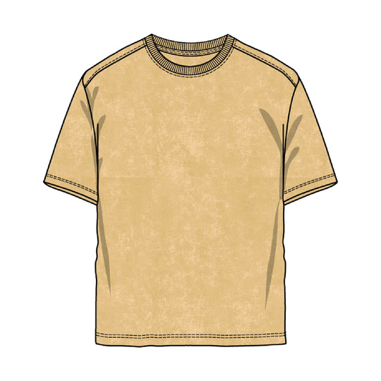 Rebel Minds Mens Drop Shoulder Crew Neck T-Shirt 351-101-BG Beige Acid Wash