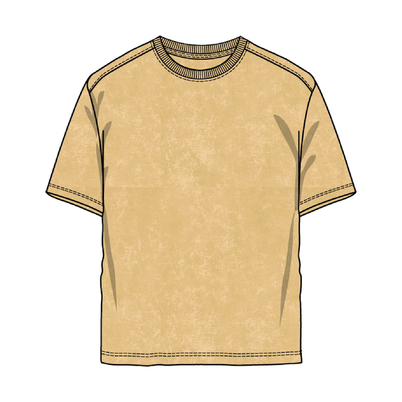 Rebel Minds Mens Drop Shoulder Crew Neck T-Shirt 351-101-BG Beige Acid Wash