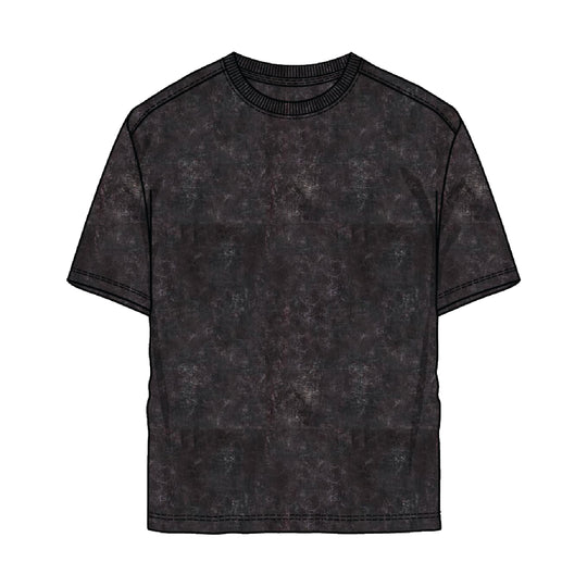 Rebel Minds Mens Drop Shoulder Crew Neck T-Shirt 351-101-BK Black Acid Wash