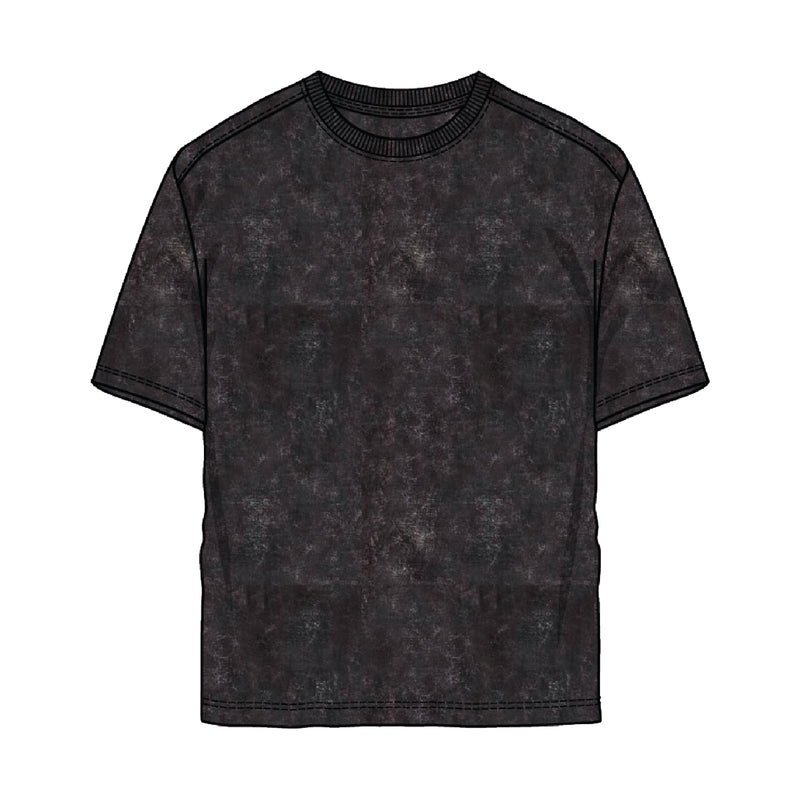 Rebel Minds Mens Drop Shoulder Crew Neck T-Shirt 351-101-BK Black Acid Wash
