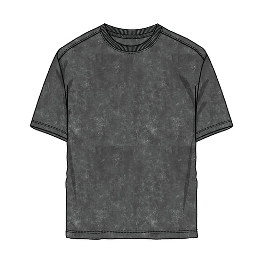 Rebel Minds Mens Drop Shoulder Crew Neck T-Shirt 351-101-DGY Dark Grey Acid Wash