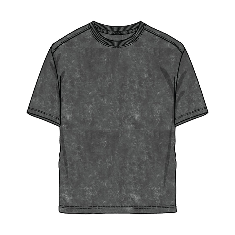 Rebel Minds Mens Drop Shoulder Crew Neck T-Shirt 351-101-DGY Dark Grey Acid Wash