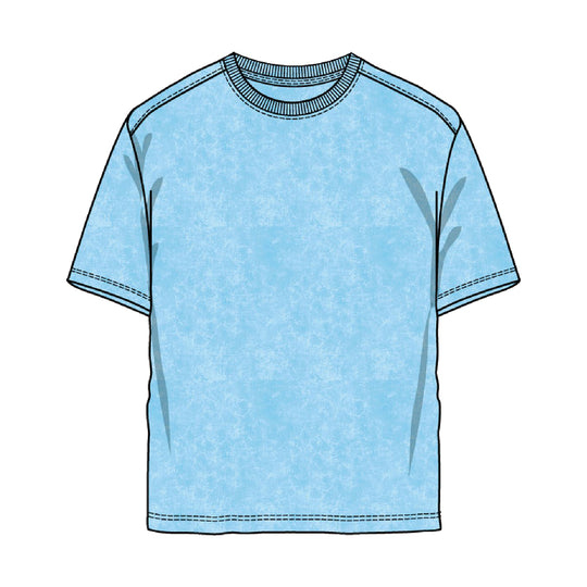 Rebel Minds Mens Drop Shoulder Crew Neck T-Shirt 351-101-SK Sky Blue Acid Wash