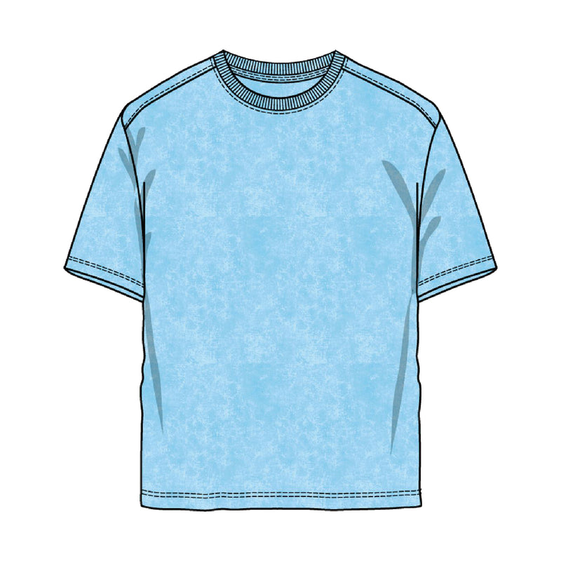 Rebel Minds Mens Drop Shoulder Crew Neck T-Shirt 351-101-SK Sky Blue Acid Wash