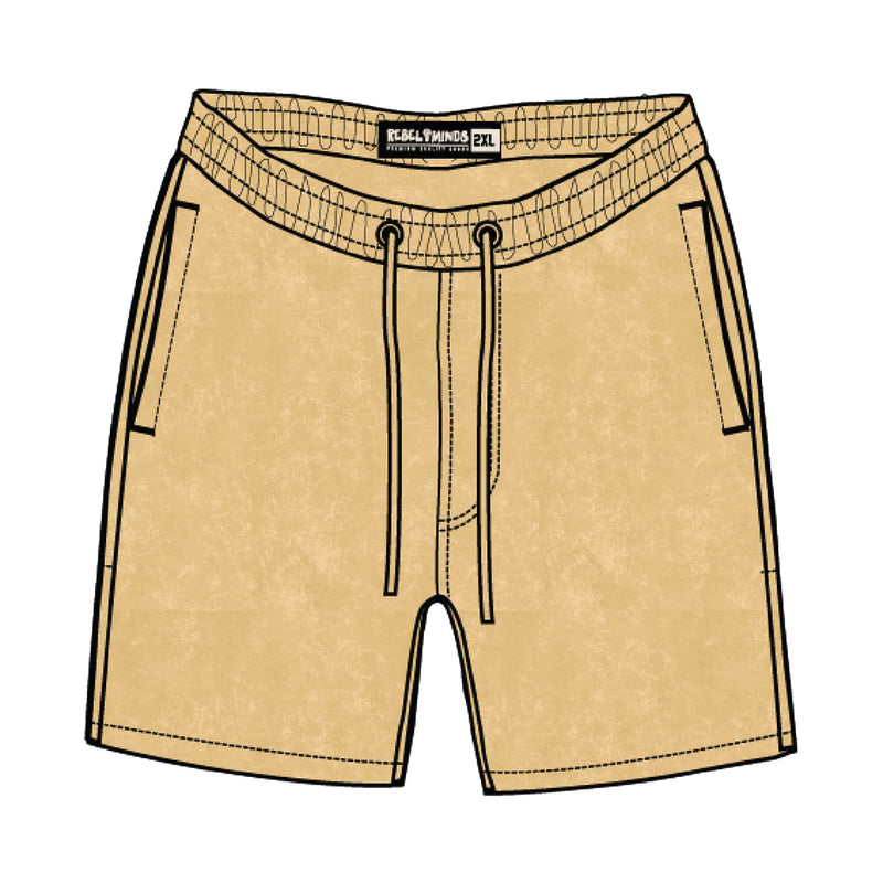 Rebel Minds Mens French Terry Shorts 351-901-BG Beige Acid Wash