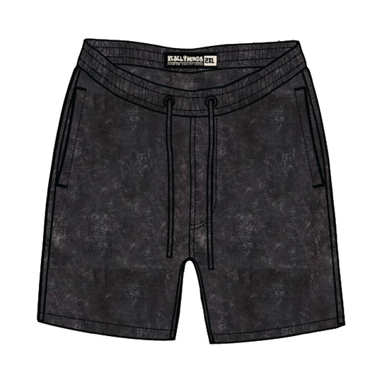 Rebel Minds Mens French Terry Shorts 351-901-BK Black Acid Wash