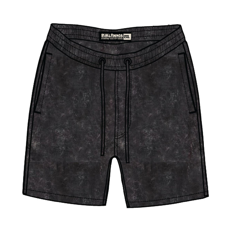 Rebel Minds Mens French Terry Shorts 351-901-BK Black Acid Wash