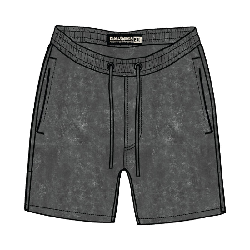 Rebel Minds Mens French Terry Shorts 351-901-DGY Dark Grey Acid Wash