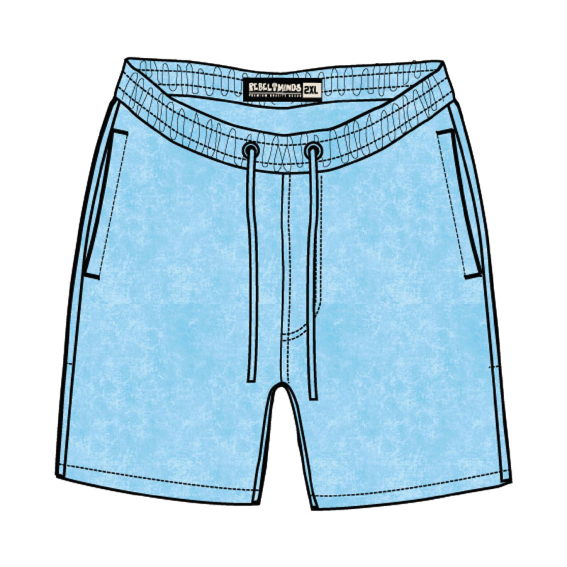 Rebel Minds Mens French Terry Shorts 351-901-SK Sky Blue Acid Wash