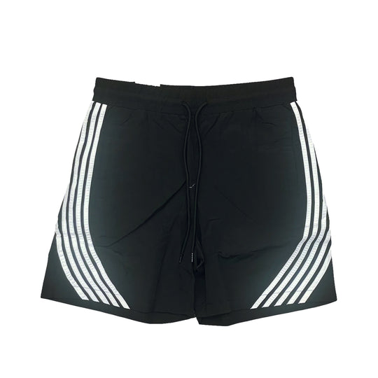 Rebel Minds Mens Curve Stripes Nylon Shorts 351-981 Black