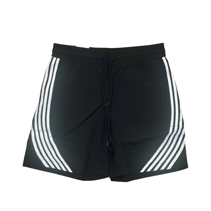 Rebel Minds Mens Curve Stripes Nylon Shorts 351-981 Black