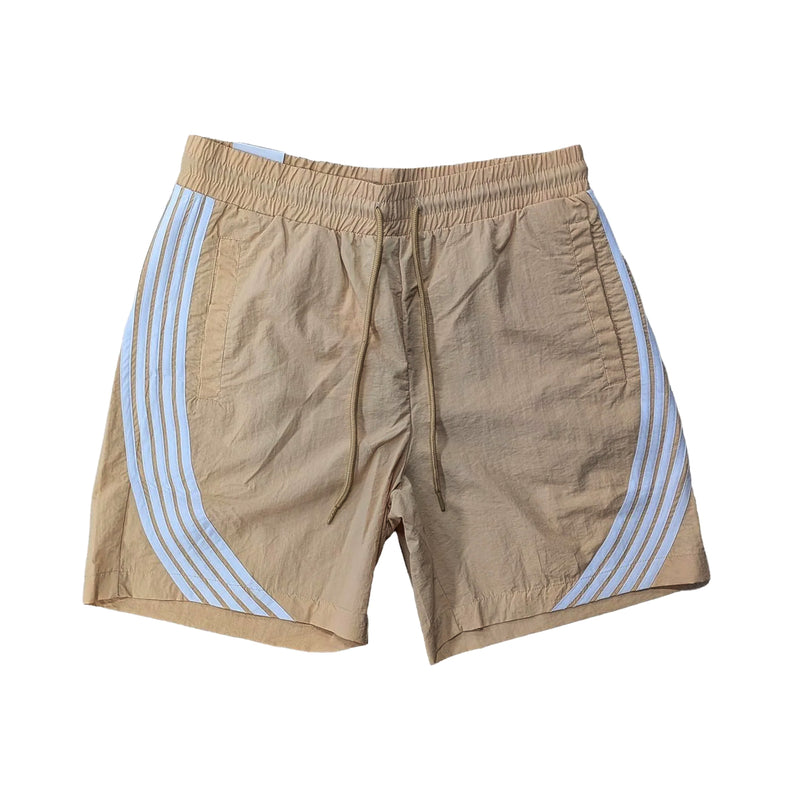 Rebel Minds Mens Curve Stripes Nylon Shorts 351-981 Khaki