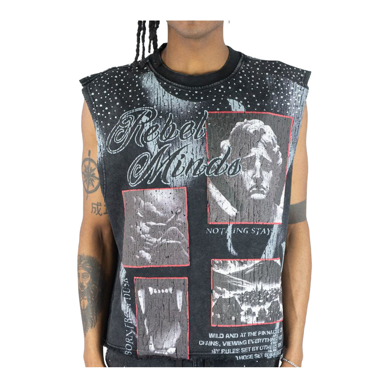 Rebel Minds Mens Born From Dust Sleeveless Shirt 610-11023-BK Black
