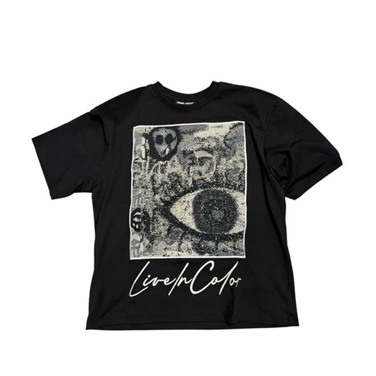 Rebel Minds Mens Live In Color Tapestry Crew Neck T-Shirt 610-11108 Black