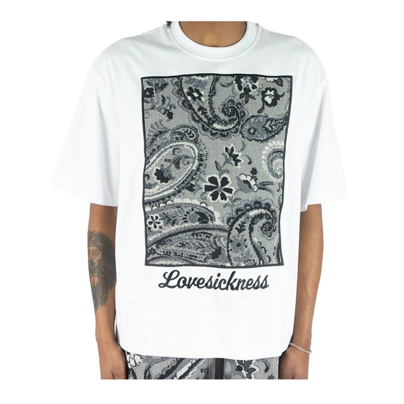 Rebel Minds Mens Lovesickness Tapestry Crew Neck T-Shirt 610-11109 White