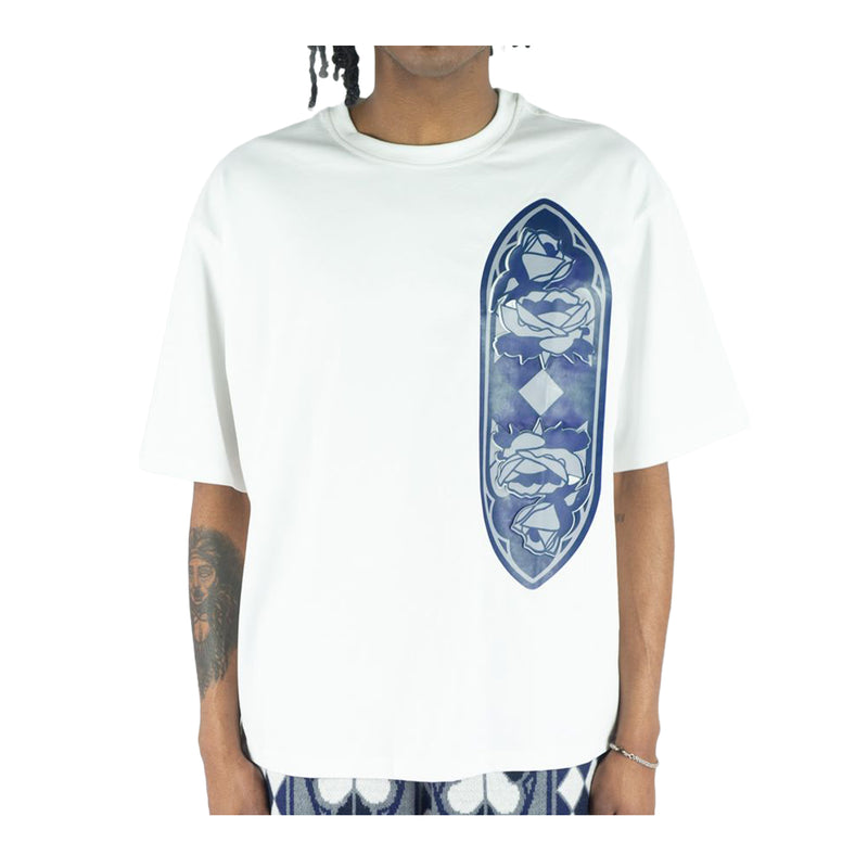 Rebel Minds Mens Peace of Mind 3D Emboss Crew Neck T-Shirt 610-11125-WH White