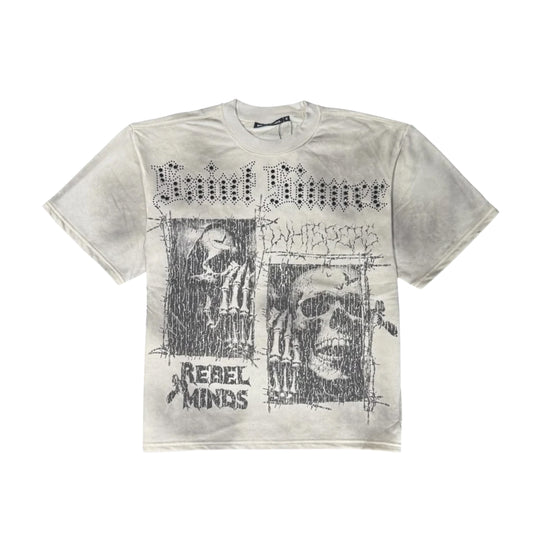 Rebel Minds Mens Whispers Rhinestone Cropped Crew Neck T-Shirt 610-11129-CRM Cream